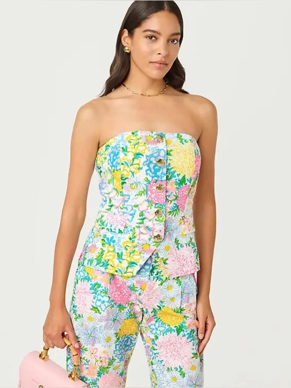 Lilly Pulitzer Danneel Strapless Top Multi Lilly Garden Bustier